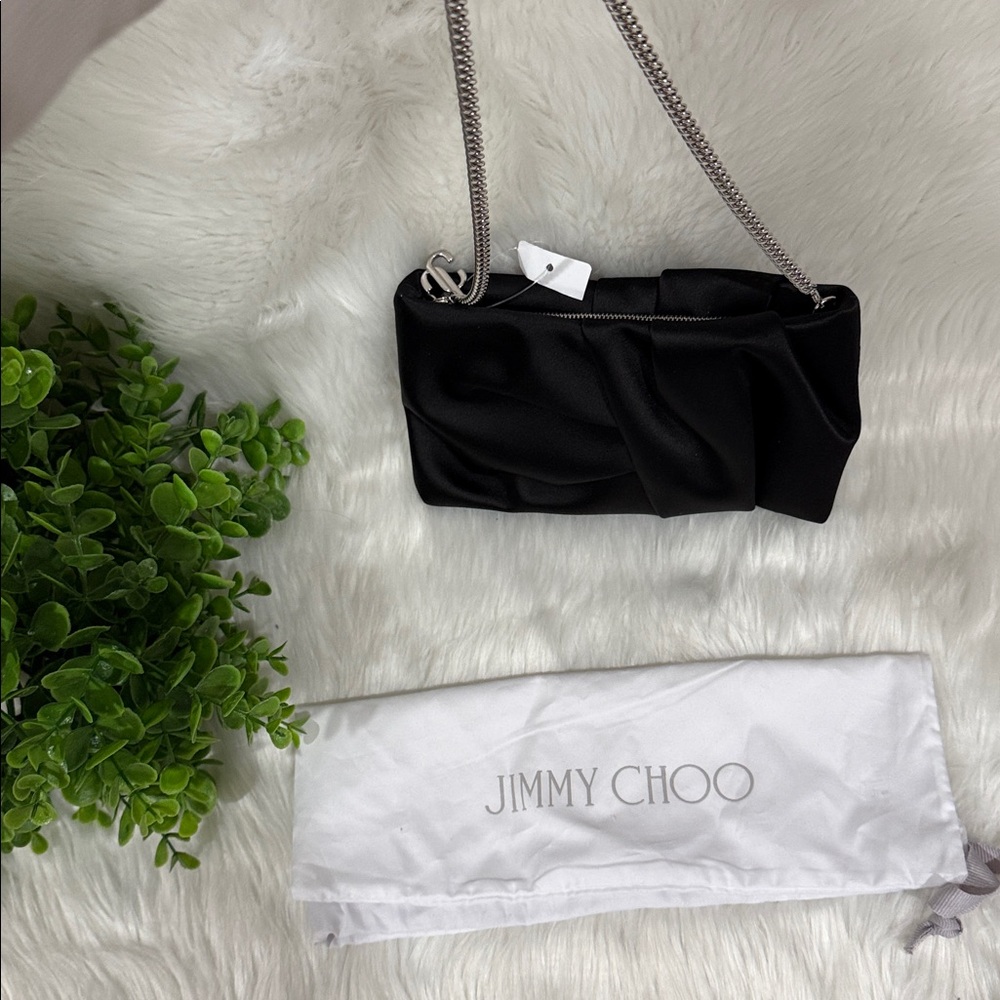 Jimmy Choo Black Clutch with Silver Chain - Picture 2 of 7